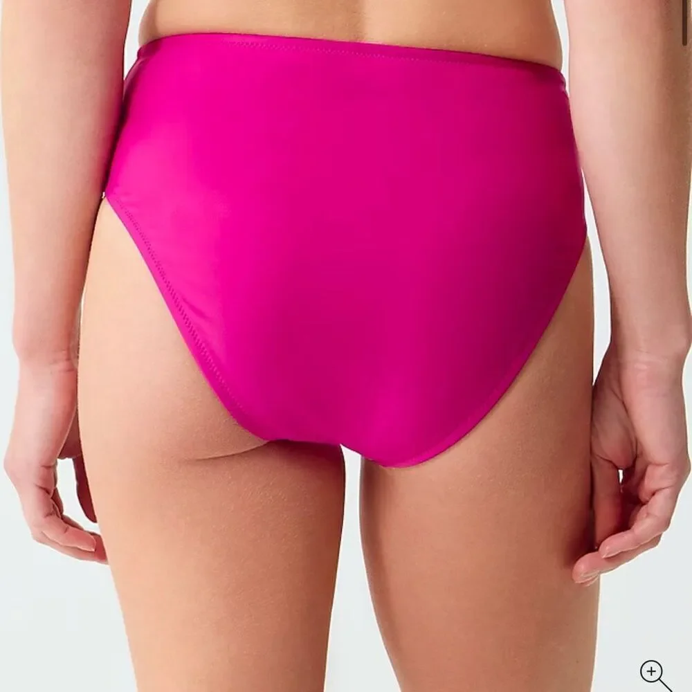 J.Crew Women's High-Rise Bikini Bottom Pink Size S Full Coverage‎
